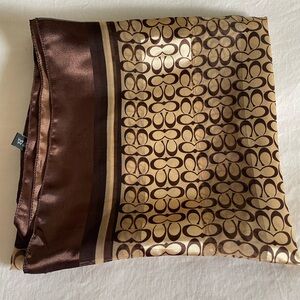 Coach  Brown and Gold Patterned silk scarf
